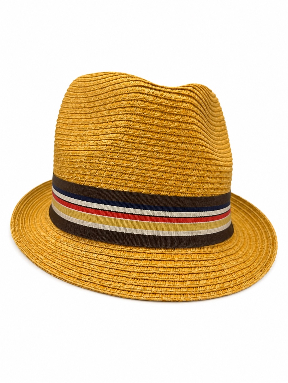 Men's  Straw Fedora Hat with Striped Band